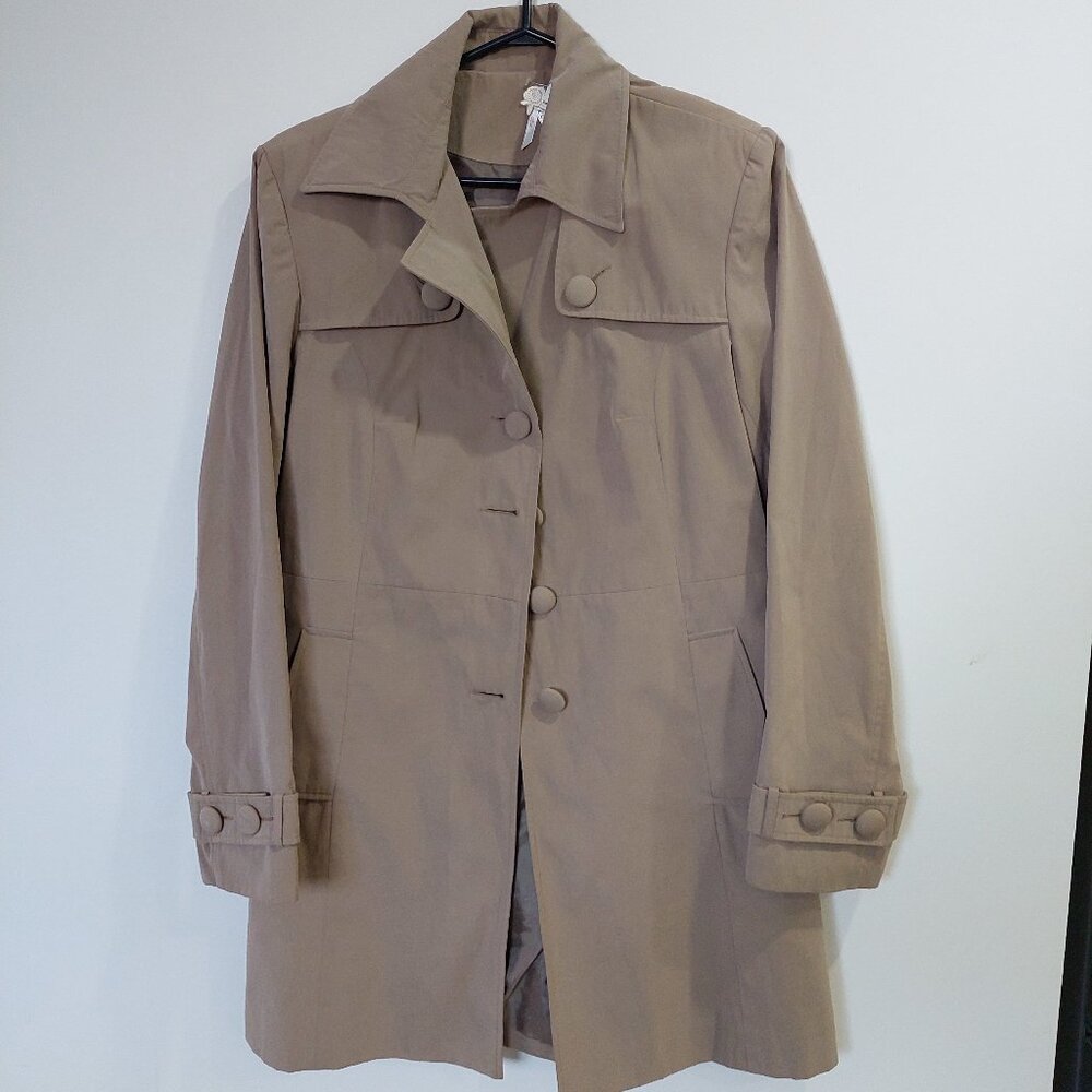 Roxy Tan Single-breasted Round Buttons Trench Coat Size L